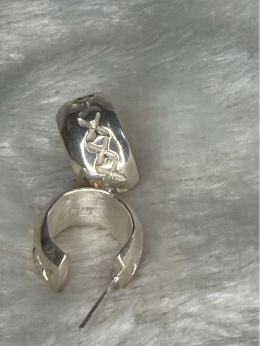 Vintage Silpada Geometric Grid Half Hoop Earrings P0561 2002 catalog.